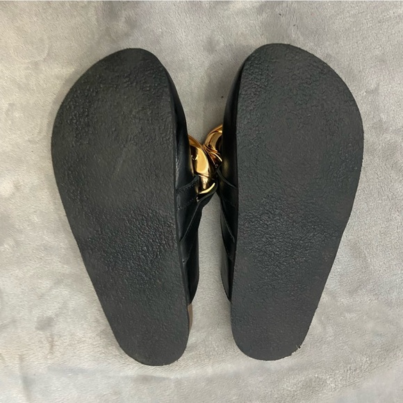 JW Anderson Black Leather Gold Chain Loafer Mules Size 6 - Picture 6 of 8